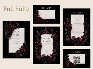 An arrangement of wedding stationery templates labeled Full Suite against a light background.