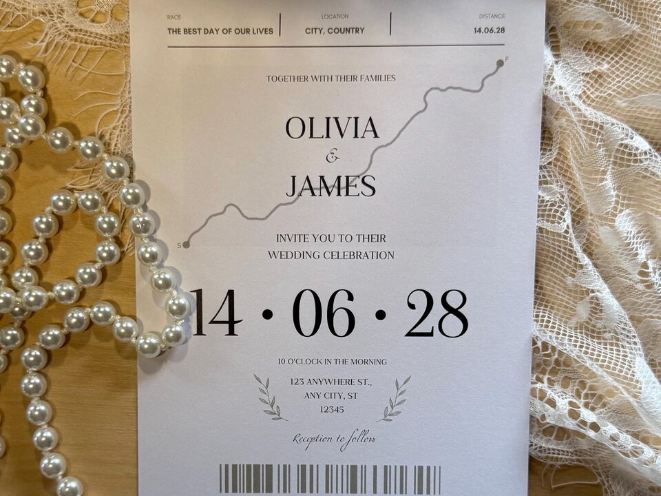 Running Wedding Invitation, Marathon Race Themed Editable Canva Template, Minimalist Sports Invite Digital Download